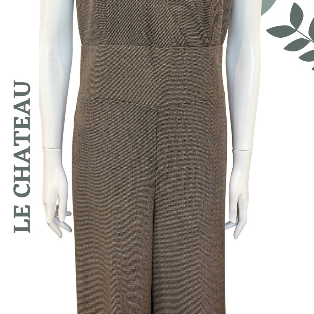 Le Chateau Sleeveless Jumpsuit Wide Leg Taupe Brown Small - Picture 9 of 10